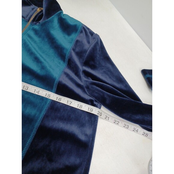 Vtg Willow Ridge Blouse Top Short Sleeve Mock Neck Blue Green Colorblock Sz S - Picture 5 of 8